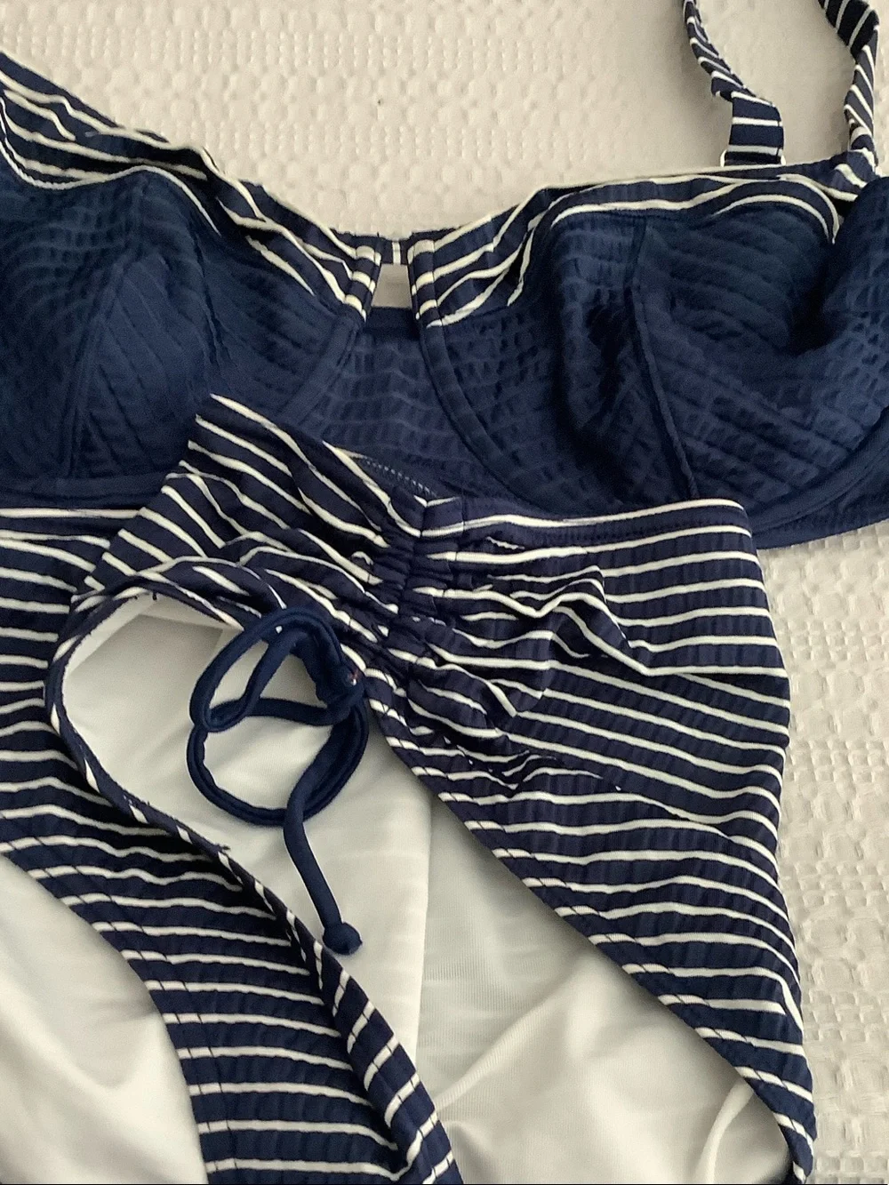 Triumph Navy & White Striped Underwire Bikini Set